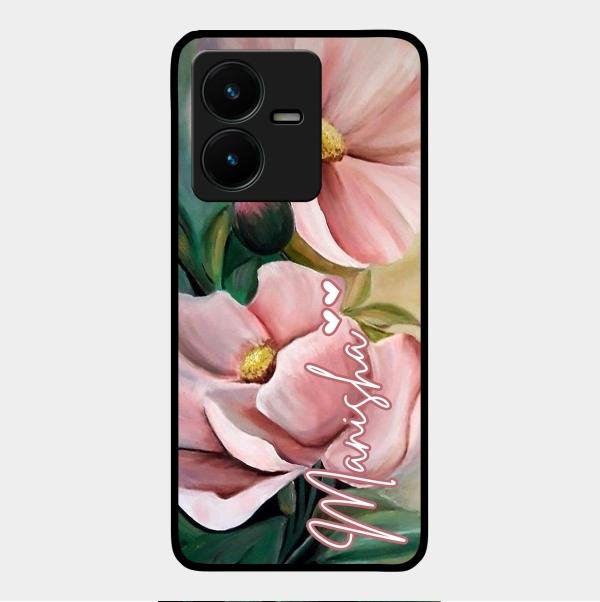 Paint Floral Poster Glass Case Cover For Vivo Y22