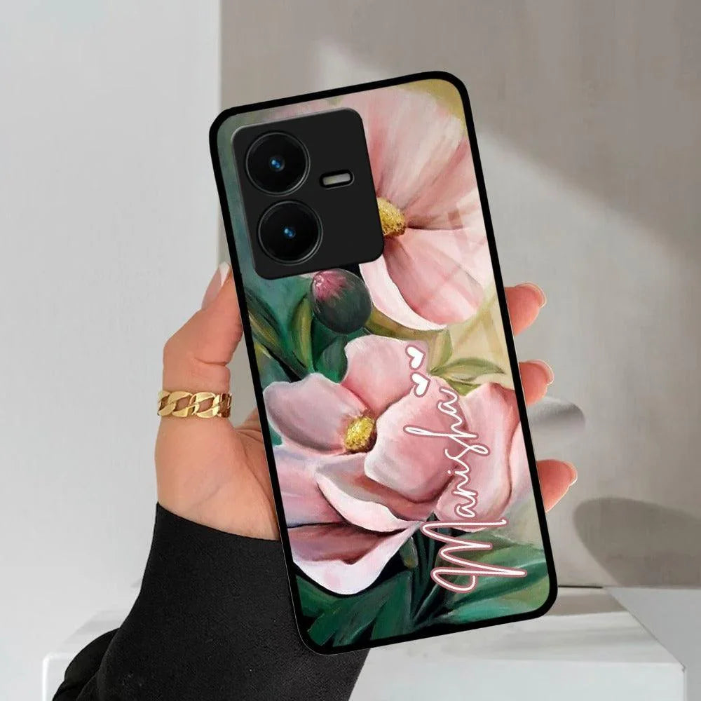 Paint Floral Poster Glass Case Cover For Vivo - ShopOnCliQ