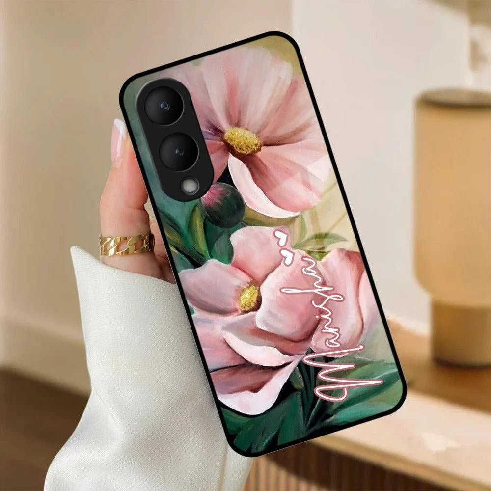 Paint Floral Poster Glass Case Cover For Vivo - ShopOnCliQ