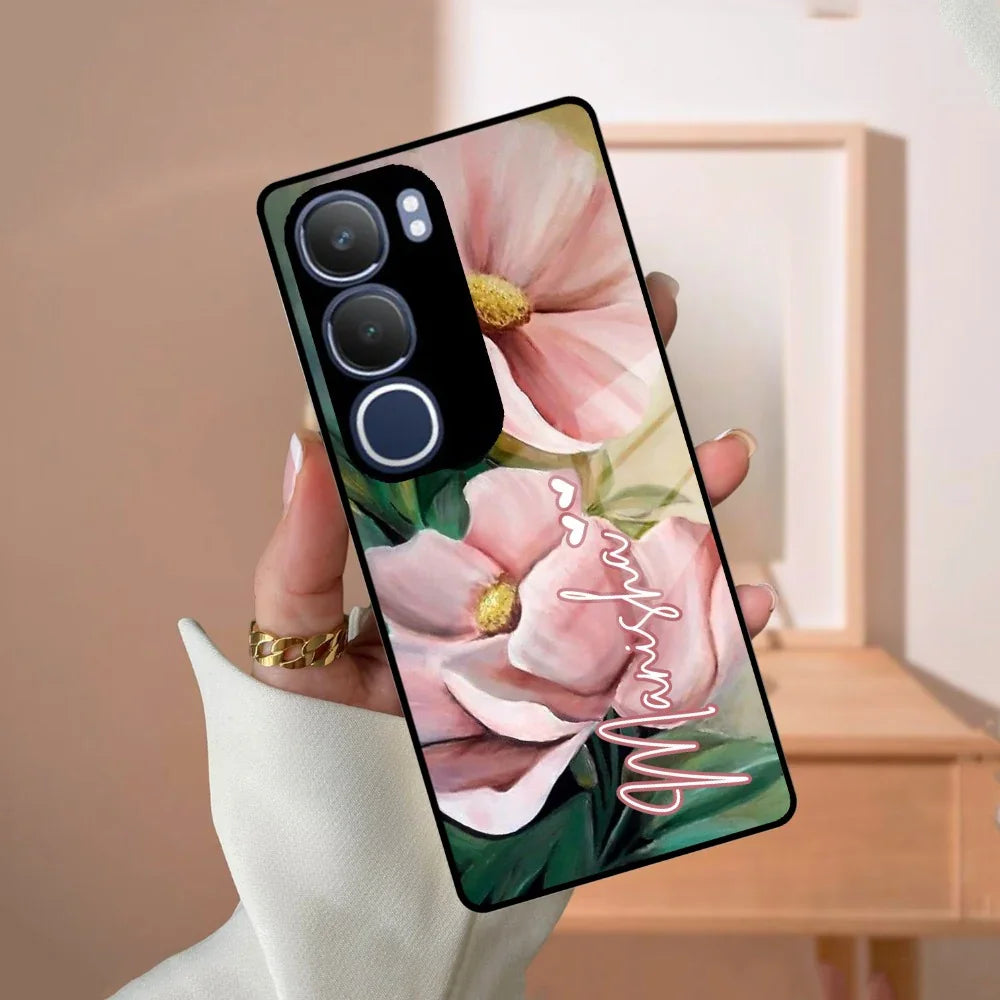 Paint Floral Poster Glass Case Cover For Vivo - ShopOnCliQ