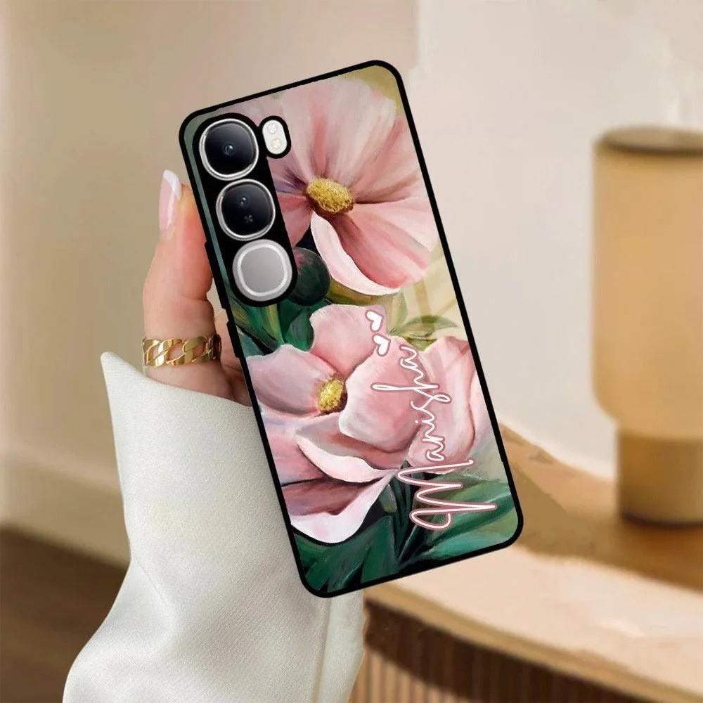 Paint Floral Poster Glass Case Cover For Vivo - ShopOnCliQ