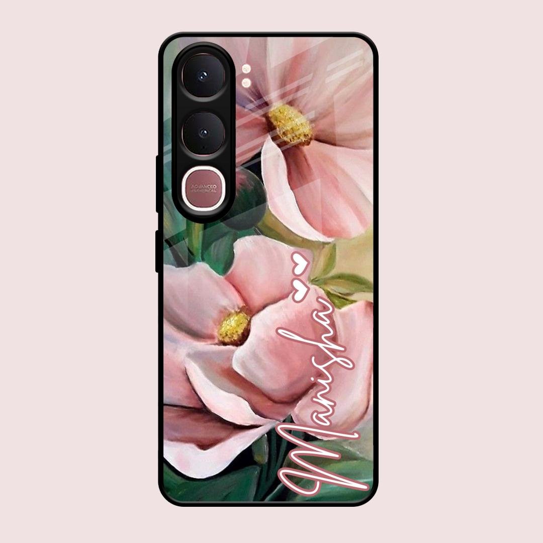Paint Floral Poster Glass Case Cover For Vivo Y31 5G