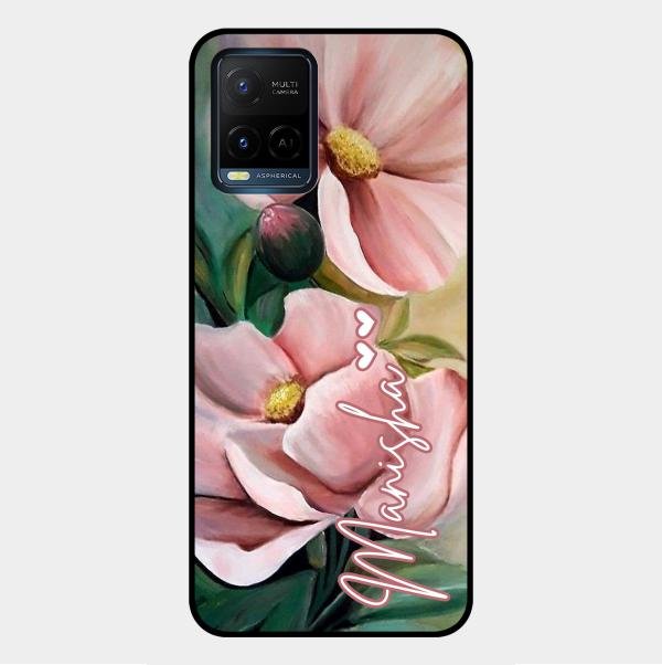 Paint Floral Poster Glass Case Cover For Vivo Y33T