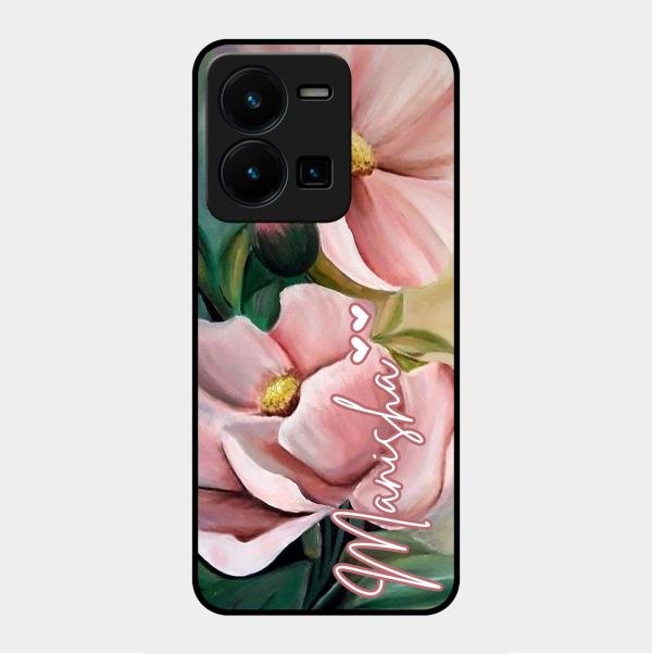 Paint Floral Poster Glass Case Cover For Vivo Y35