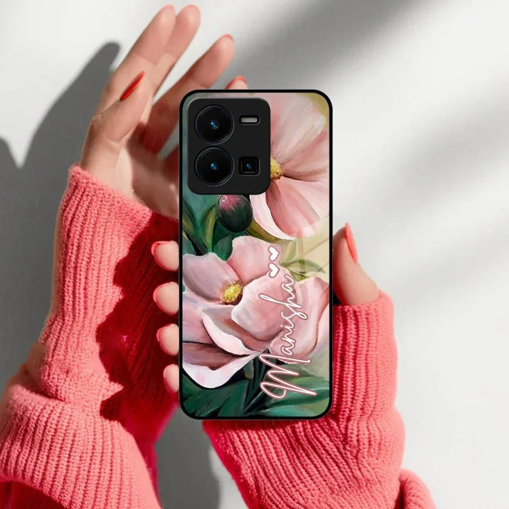 Paint Floral Poster Glass Case Cover For Vivo - ShopOnCliQ