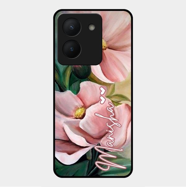 Paint Floral Poster Glass Case Cover For Vivo Y36
