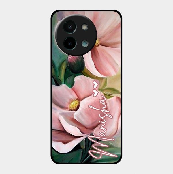 Paint Floral Poster Glass Case Cover For Vivo Y58 5G