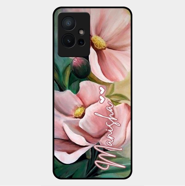 Paint Floral Poster Glass Case Cover For Vivo Y75 5G