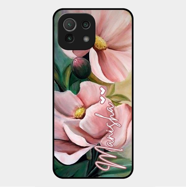Paint Floral Poster Glass Case Cover For Xiaomi Mi 11 Lite