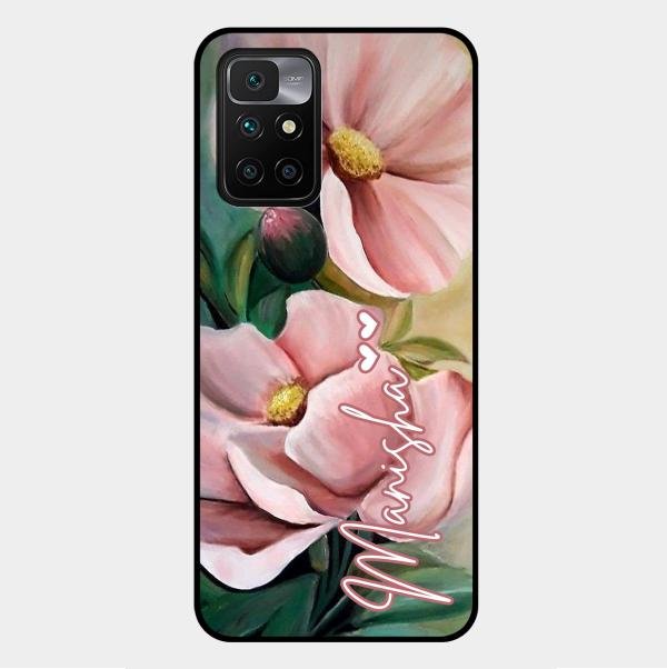 Paint Floral Poster Glass Case Cover For Xiaomi Redmi 10 Prime 2022
