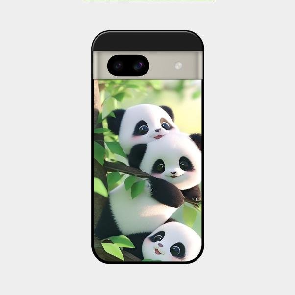 Panda Glossy Metal Case Cover For Google Pixel 8A 5G