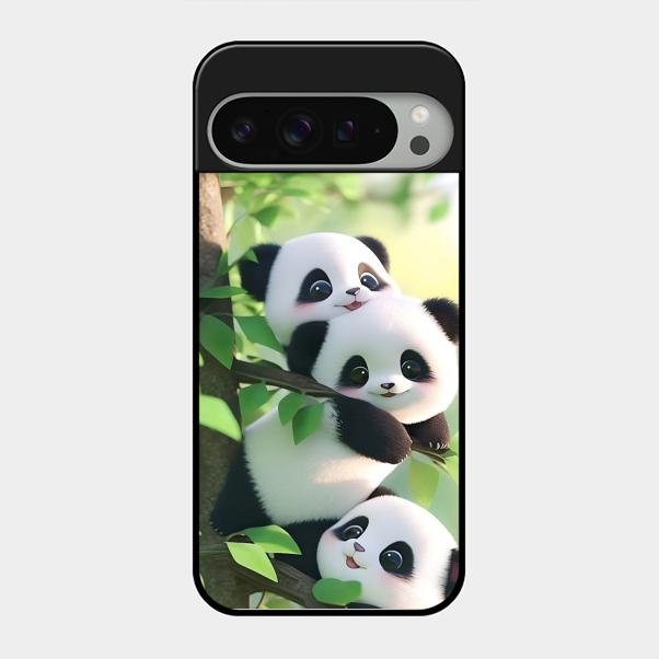 Panda Glossy Metal Case Cover For Google Pixel 9 Pro Xl