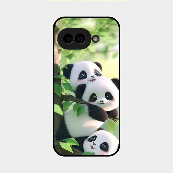 Panda Glossy Metal Case Cover For Google Pixel 9A 5G