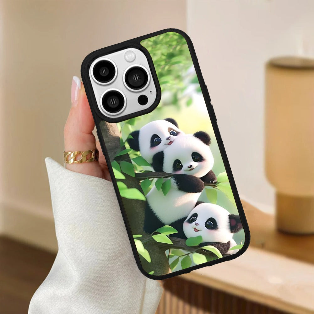Panda Glossy Metal Case Cover For iPhone