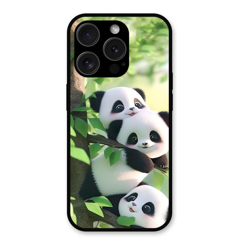 Panda Glossy Metal Case Cover For iPhone 15 Pro Max