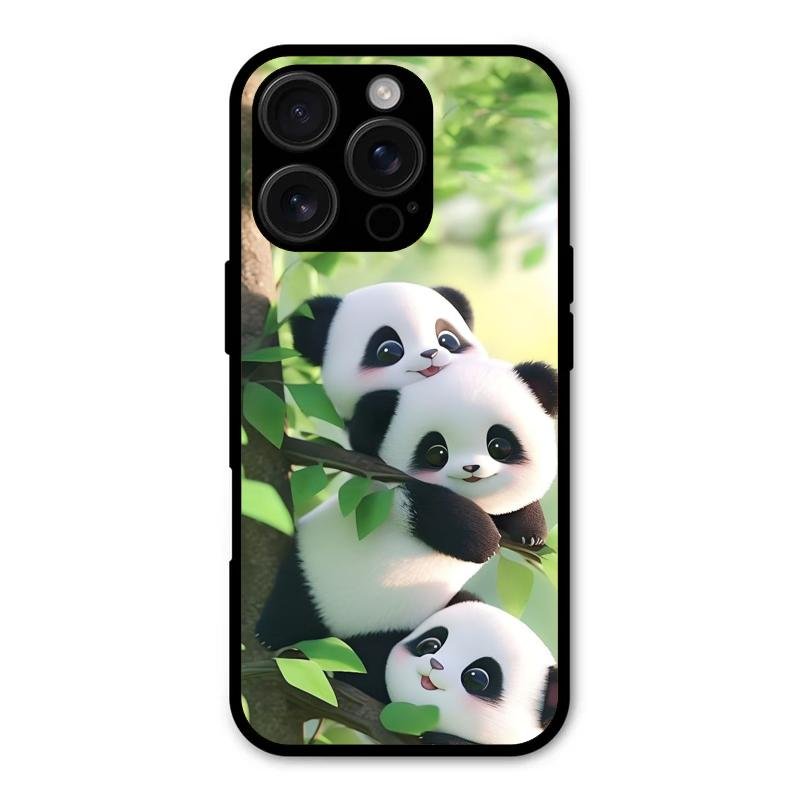 Panda Glossy Metal Case Cover For iPhone 16 Pro