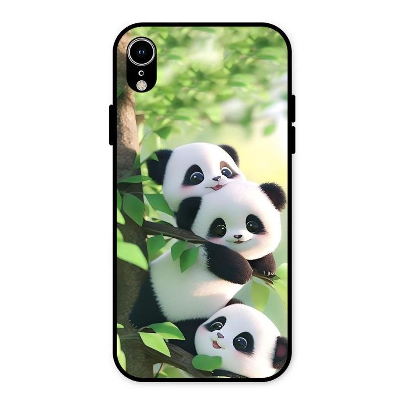 Panda Glossy Metal Case Cover For iPhone XR