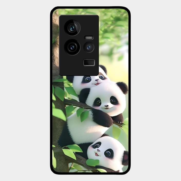 Panda Glossy Metal Case Cover For Iqoo 11 5G