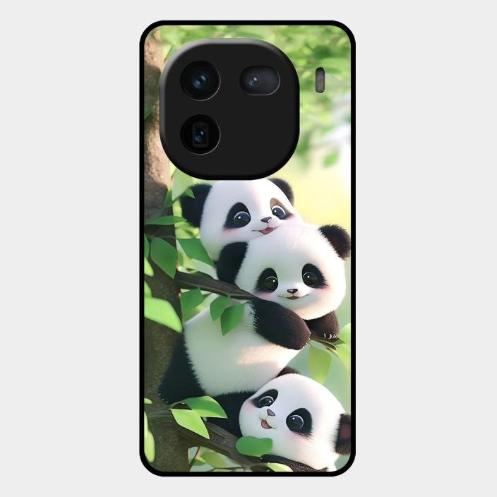 Panda Glossy Metal Case Cover For Iqoo 12 5G