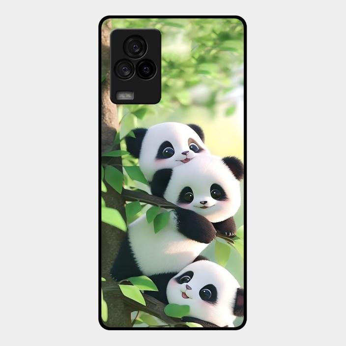 Panda Glossy Metal Case Cover For Iqoo 7 Legend 5G
