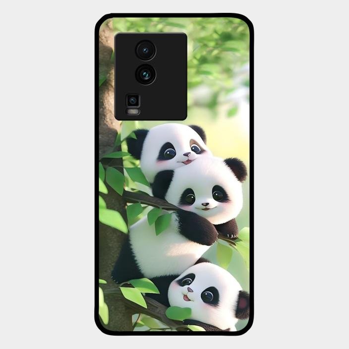 Panda Glossy Metal Case Cover For Iqoo Neo 7 Pro 5G