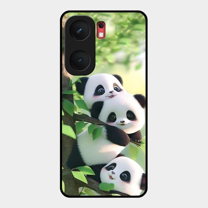 Panda Glossy Metal Case Cover For Iqoo Neo 9 Pro 5G