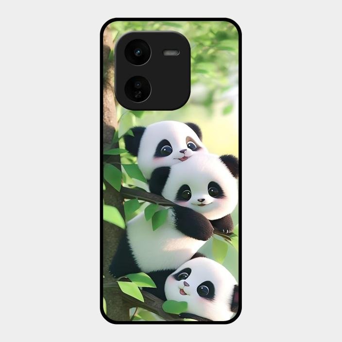 Panda Glossy Metal Case Cover For Iqoo Z9X 5G