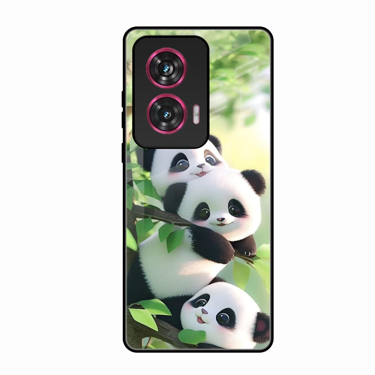 Panda Glossy Metal Case Cover For Motorola Edge 50 Fusion 5G