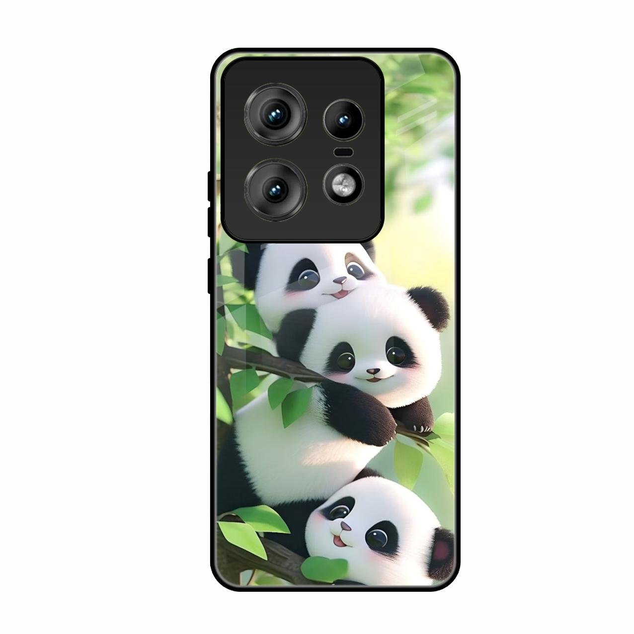 Panda Glossy Metal Case Cover For Motorola Edge 50 Pro