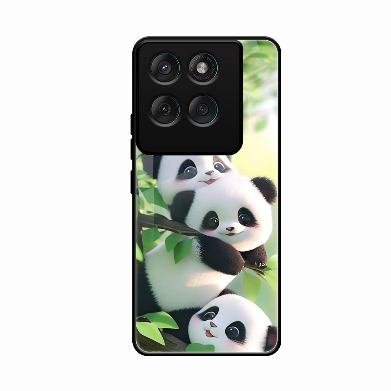 Panda Glossy Metal Case Cover For Motorola Edge 60 Pro 5G