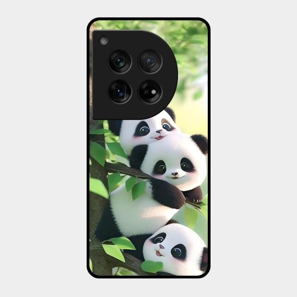 Panda Glossy Metal Case Cover For Oneplus 12 5G
