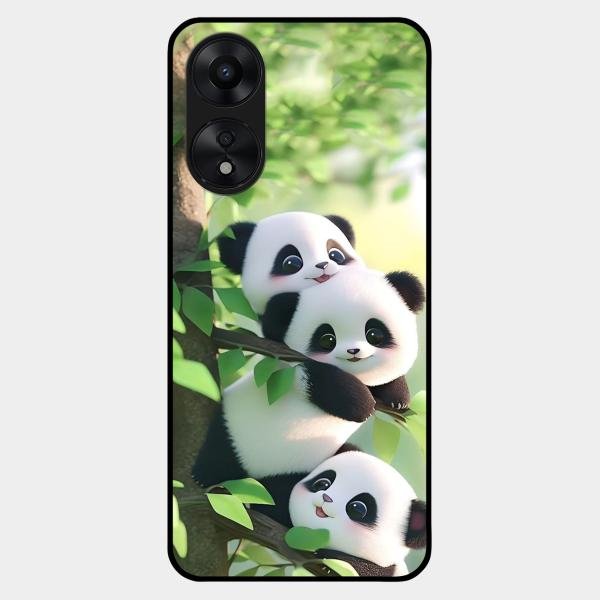 Panda Glossy Metal Case Cover For Oppo A78 5G