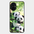 Panda Glossy Metal Case Cover For Oppo F21S Pro 5G