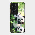 Panda Glossy Metal Case Cover For Oppo F25 Pro 5G