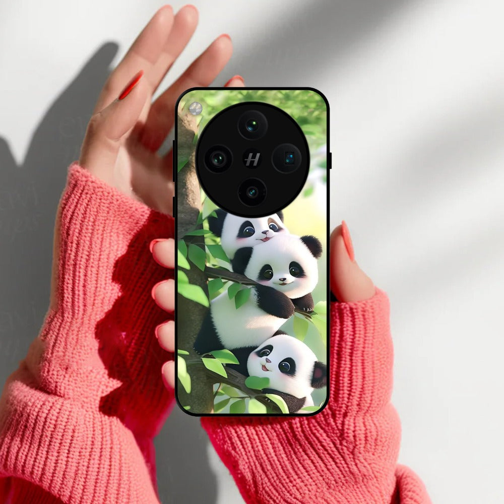 Panda Glossy Metal Case Cover For Oppo