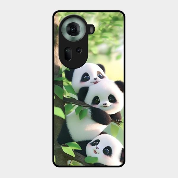 Panda Glossy Metal Case Cover For Oppo Reno 11 5G