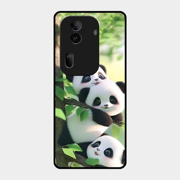 Panda Glossy Metal Case Cover For Oppo Reno 11 Pro 5G