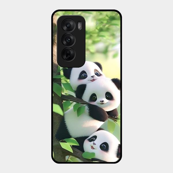 Panda Glossy Metal Case Cover For Oppo Reno 12 5G