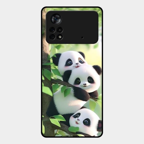 Panda Glossy Metal Case Cover For Poco X4 Pro 5G