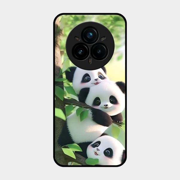 Panda Glossy Metal Case Cover For Realme 14 Pro 5G