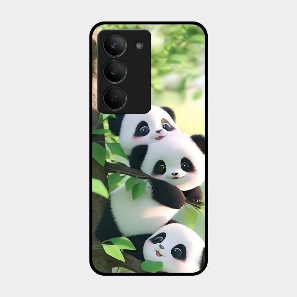 Panda Glossy Metal Case Cover For Realme 14X 5G