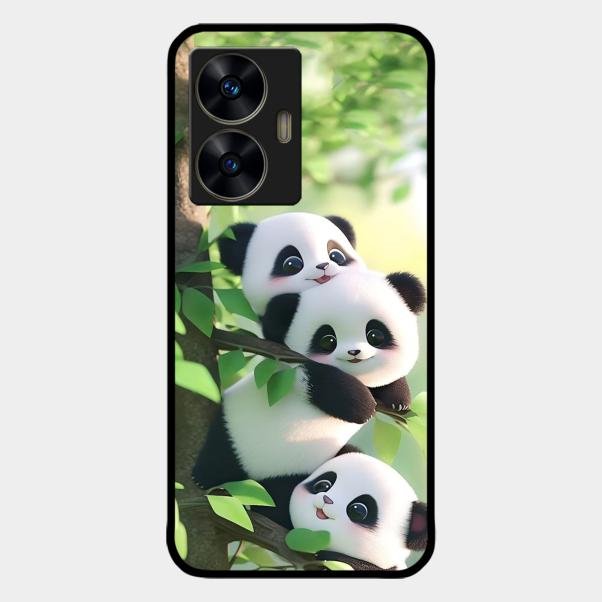 Panda Glossy Metal Case Cover For Realme C55