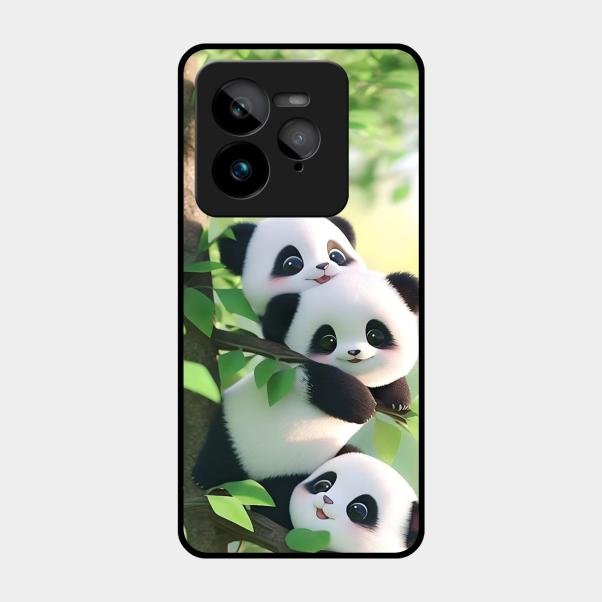 Panda Glossy Metal Case Cover For Realme Gt 7 Pro