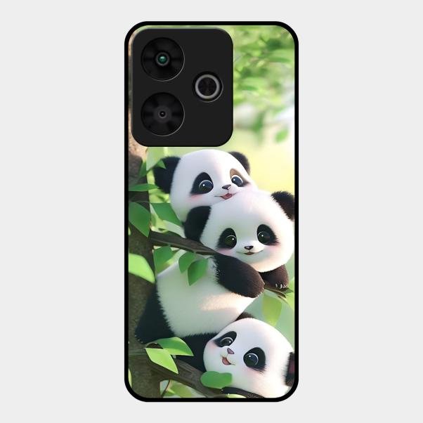 Panda Glossy Metal Case Cover For Redmi 13 5G