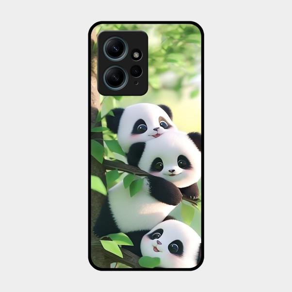 Panda Glossy Metal Case Cover For Redmi Note 12 4G