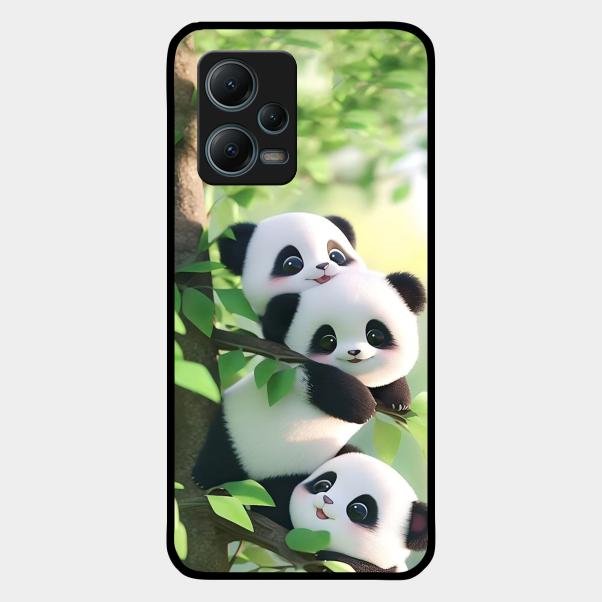 Panda Glossy Metal Case Cover For Redmi Note 12 5G