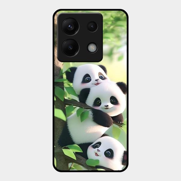 Panda Glossy Metal Case Cover For Redmi Note 13 Pro 5G