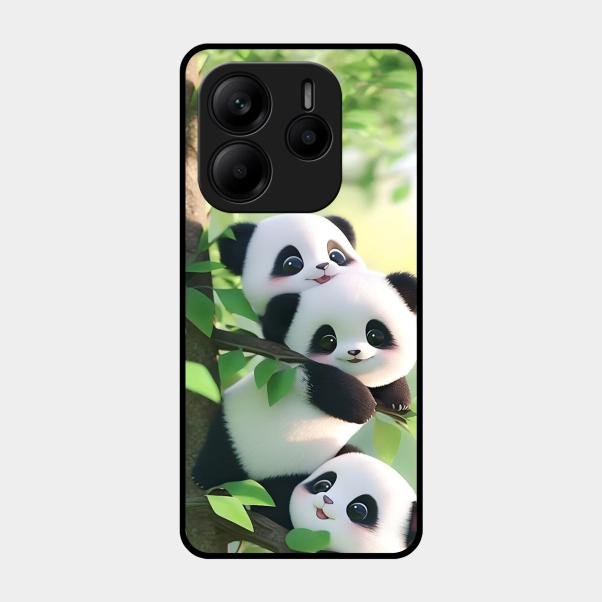 Panda Glossy Metal Case Cover For Redmi Note 14 5G
