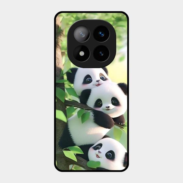 Panda Glossy Metal Case Cover For Redmi Note 14 Pro Plus 5G