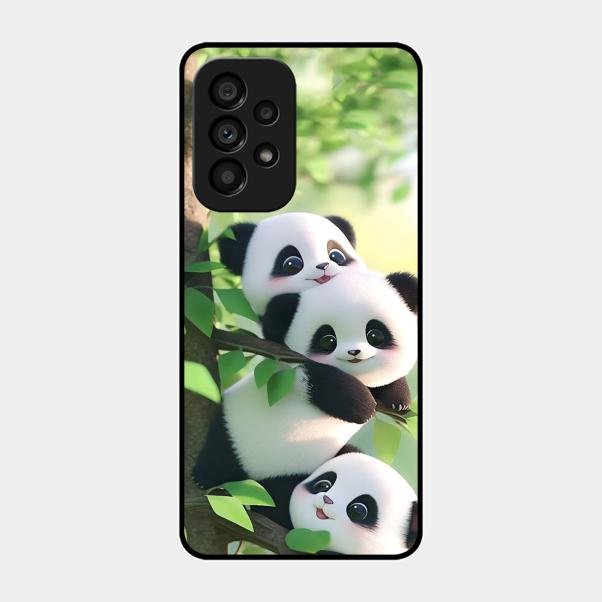 Panda Glossy Metal Case Cover For Samsung Galaxy A53 5G
